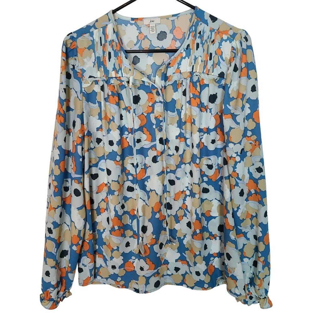 Joie Womens Floral Pintuck Tunic Top Size S Cottagecore Preppy Garden Party Boho